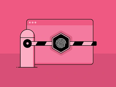 Browser Privacy | Touch ID Illustration 2fa access browser cyber design system entry flat hexagon icon id isometric login password permission privacy privilege security touchid ui web