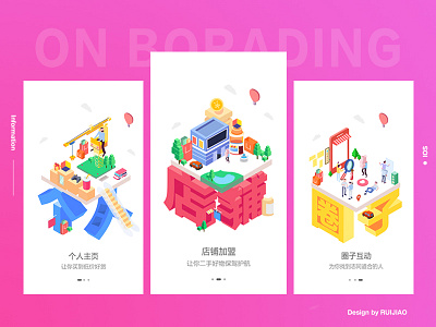 Guide Page drawing e commerce illustrator isometric people pink