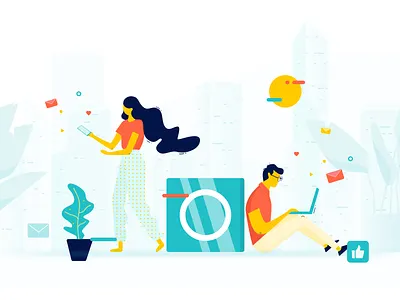 Illustrations of scenes branding illustration ui ux web