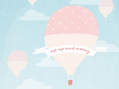 Graduation invitation - "up up and away" balloon illustration