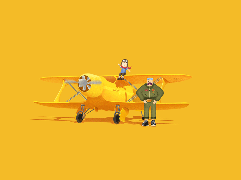 RDD aircraft airplane aviator child gif yellow