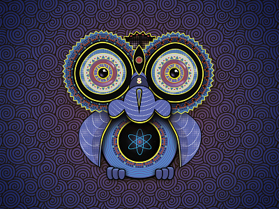 Purple owl animal art bird cute dark eyes illustration night owl psychedelic purple surreal symbol wings wisdom