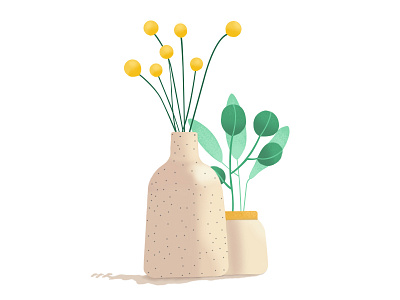 Plants & ceramics design flat gradient graphic illustration illustrator plant texture vector