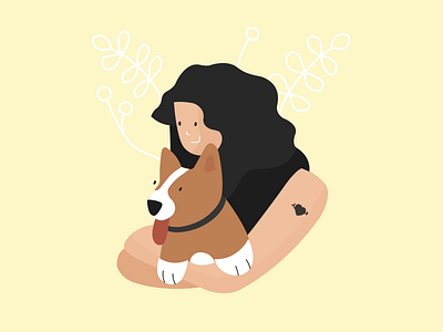 Love my Corgi character corgi cute design dog doggy flat graphic hug illustration illustrator love photoshop plant tatoo vector
