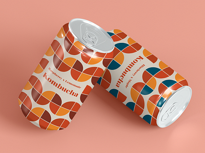 Kombucha packaging - Retro pattern branding concept design drink illustrator kombucha orange pattern pattern design print red vector