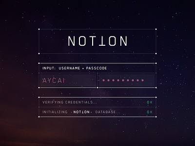 Notion - Login futuristic login sci fi ui