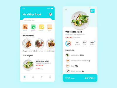 healthy food app app buy clean design fitness food shop ui ux