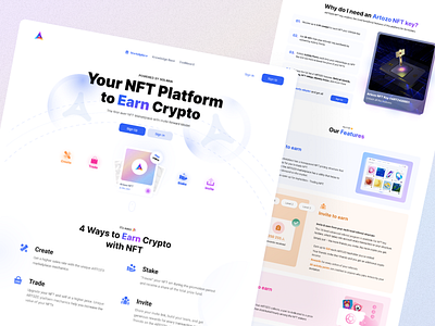 Artozo - Your NFT Platform to Earn Crypto blockchain branding crypto landing page marketplace nft ui web3