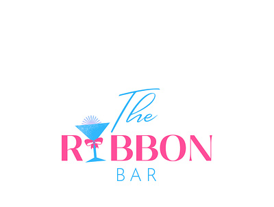 RIBBON BAR bar branding illustration logo pink ribbon wine