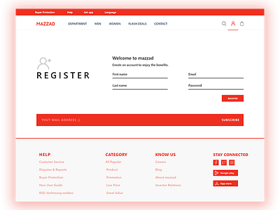 Register ecommerce flat icom interface login page register ui ux web