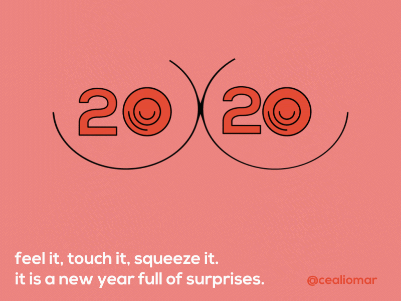 New year 2020 2020 animation attractive boobs brilliant design flat graphic illustration minimal muzli new year vector