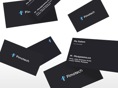 Pimotech brand branding brilliant businesscard flat graphic icon identity mockup design p logo tech logo typography vector