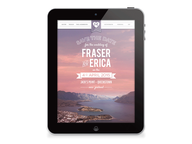 Fraser & Erica's wedding website wedding website single page website