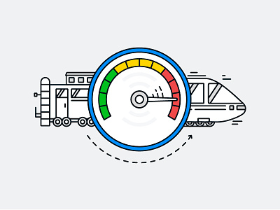 Speed Up caboose engine fast geometric line quick speed speedometer train