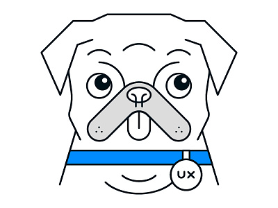 Pug badge dog illustration pug tongue ux