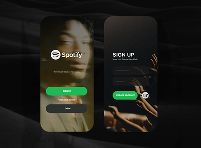 Sign in / Sign Up UI account app design green login music app music app ui signup spotify ui