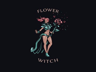 Flower witch design fairy flower logo witch woman