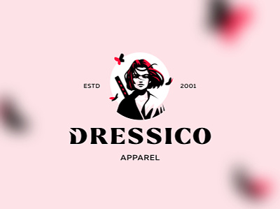 Logo for Dressico apparell clothes logo samurai sword woman