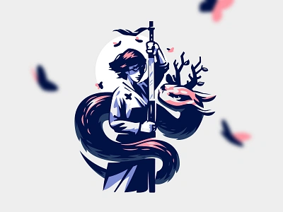 Illustration for Dressico dragon illustration print samurai