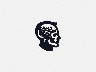 Dead inside brain logo man skull