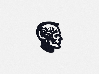 Dead inside brain logo man skull