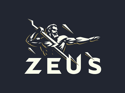 Zeus athlete beard design god lightning logo sparks storm
