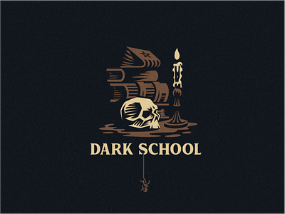 Dark School book candle dark design illustration logo school skull