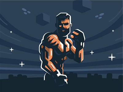 MMA fighter art fighter illustration man mma vector