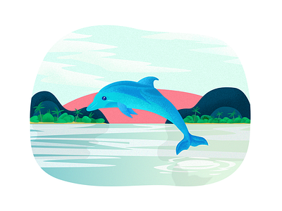 Dolphin animal dolphin illustration ios11 mountain ocean