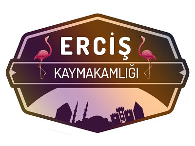 Erciş Kaymakamlığı Logo castle erciş flamingo logo mosque retro