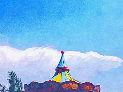 Circus art blue circus cloud funfair illustration park theme