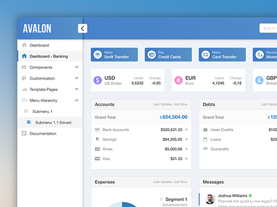 Avalon Theme & Layout admin avalon bootstrap crm dashboard design enterprise layout template