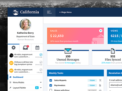 California Theme & Layout admin california crm dashboard design enterprise layout menu template theme uswds web