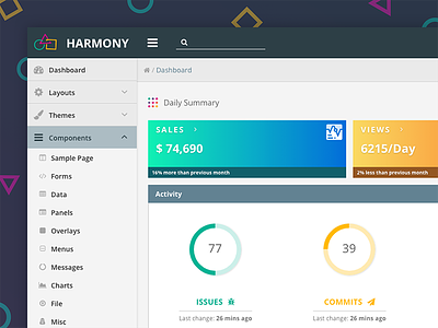 Harmony Theme & Layout admin angular crm dashboard design enterprise harmony layout primefaces primeng template theme