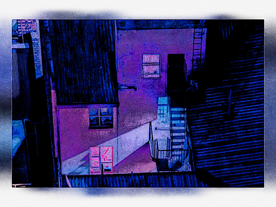 One art artwork brush building cyan illustration illustrator manipulation one painting purple urban