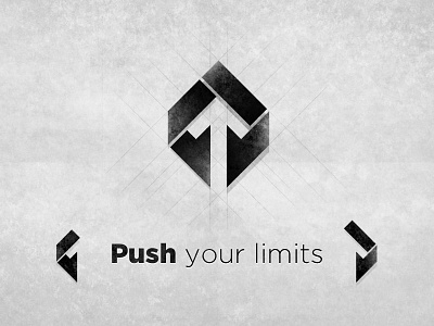 The birth of Push's new logo agency arrow black diamond directional logo push sketch spaceship