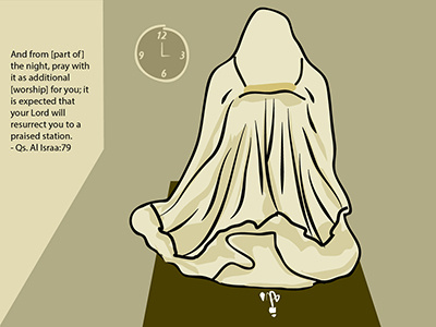 Sholat cartoon character hijab illustration islam moslem prayer