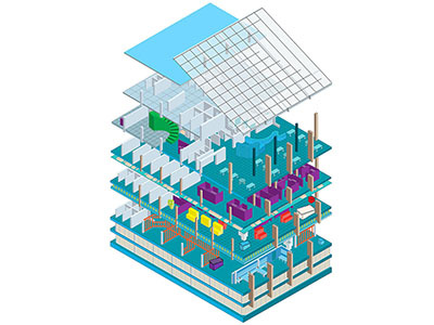 building blue blue building design illustratio isometric shadows summer vector