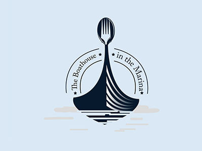 restaurant on the water beach eat logo restaurant ship spoon swan water