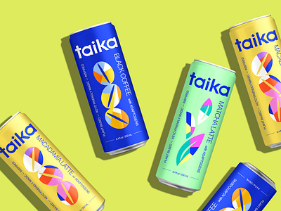 Taika Adaptogen Infused adaptogen bold branding bright coffee colorful design graphic design illustration latte packaging