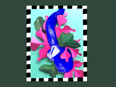 HOT SNAKE analog animal bold bright cut paper digital illustration leaves nature pattern snake