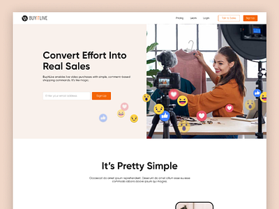 BuyItLive - Convert Effort Into Real Sales ecommerce ecommerce saas landing page orange web design