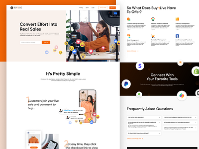 BuyItLive - Convert Effort Into Real Sales ecommerce ecommerce saas landing page orange social saas web design