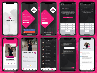 Pinkpyaar app datingapp illustration ui ux