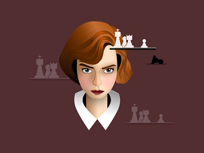Elisabeth Harmon - Queen's Gambit bethharmon caricature chess design digitalart elizabeth fanart illustration portrait