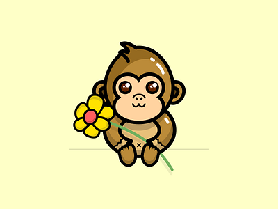 Koko - The gorilla character cute design flat illustration ui vector
