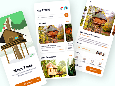 Magic Trees - Treehouse Booking App booking app design icons illustration ios app ui vector