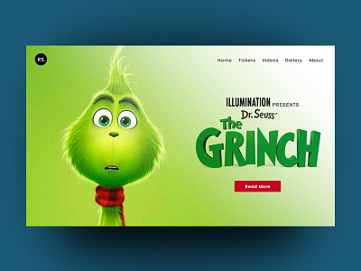 Website Landing page animated movie design green grinch landing page red ui