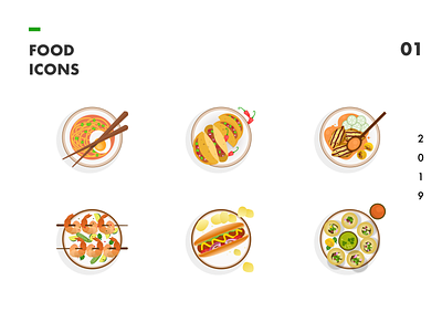 Food Icons cuisine curry delicious design egg fish food icon icons set illustration noodles pani puri prawns tacos ui vector
