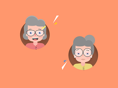 Oldies drawing face fun illustration old ladies ui vector